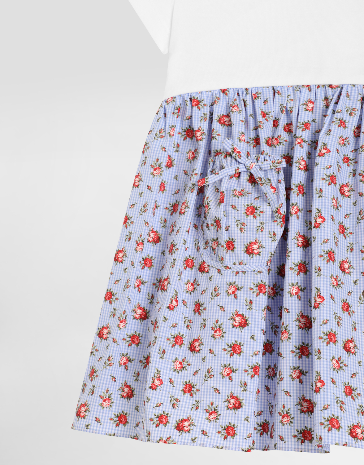 Платье из джерси и поплина с цветочным принтом и вышивкой DG DOLCE & GABBANA, мультиколор — фото 4