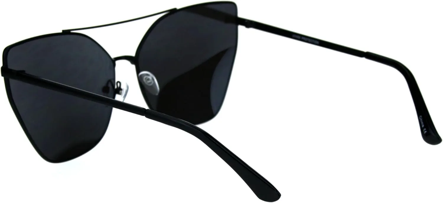 

Женские солнцезащитные очки SA106 с цветными зеркальными линзами, плоской панелью, крупной металлической оправой и эффектом «кошачий глаз», Black Silver Mirror