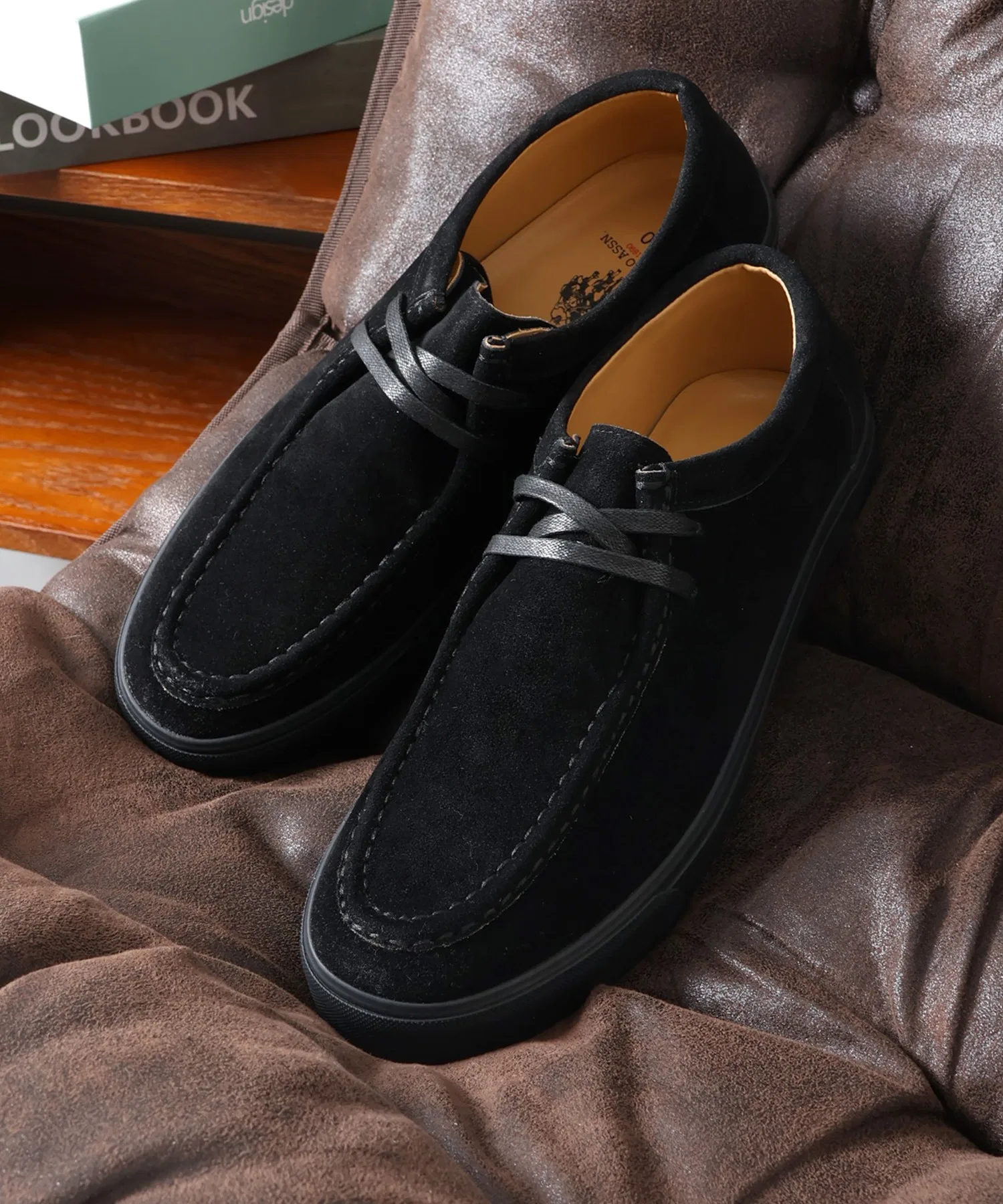 Мужские мокасины из искусственной замши U.S. POLO ASSN. с логотипом чёрные