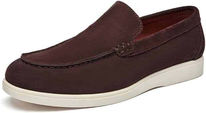 

Мужские слипоны из замши, мягкая подошва для вождения, повседневные мокасины, удобные плоские офисные туфли Generic, коричневый