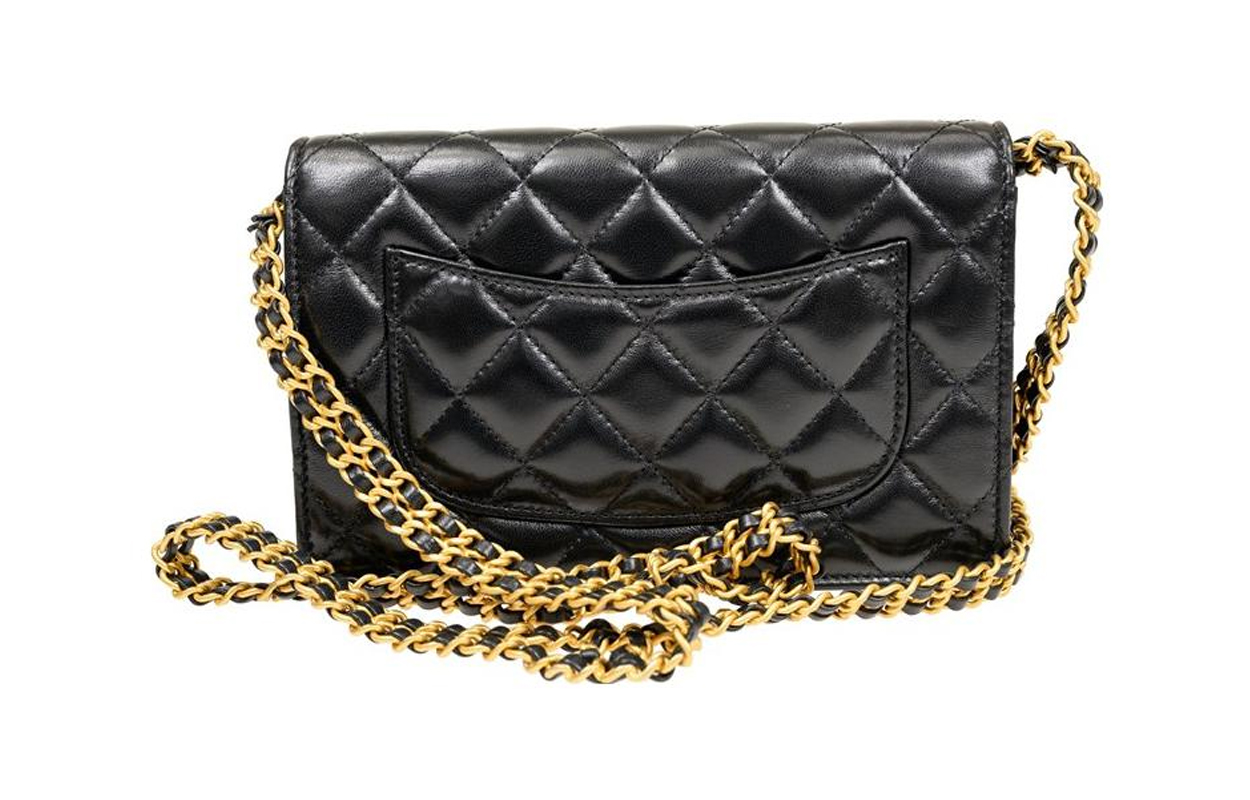 Сумка через плечо из ягненка, кошелек женский черный CHANEL — фото 3