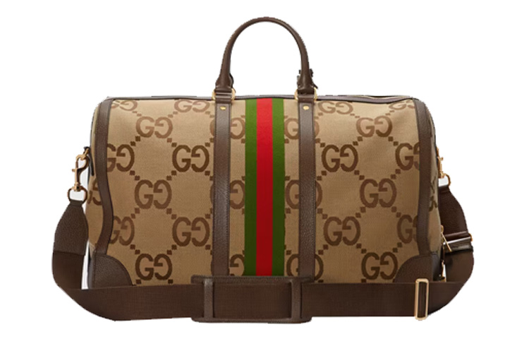GUCCI Сумка через плечо Jumbo GG Canvas Patchwork Leather Unisex Ebony/Brown — фото 2