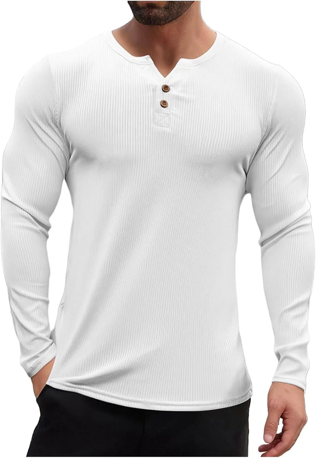 

Мужская футболка Henley с длинным рукавом Slim Fit