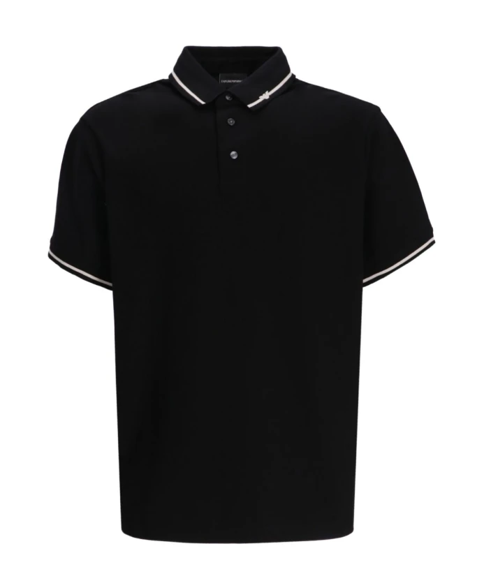 

Черная хлопковая рубашка поло Emporio Armani, черный