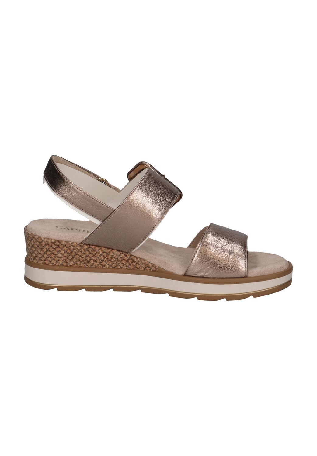 Сандалии, на липучке, на танкетке, женские Caprice, цвет Taupe Metallic — фото 2