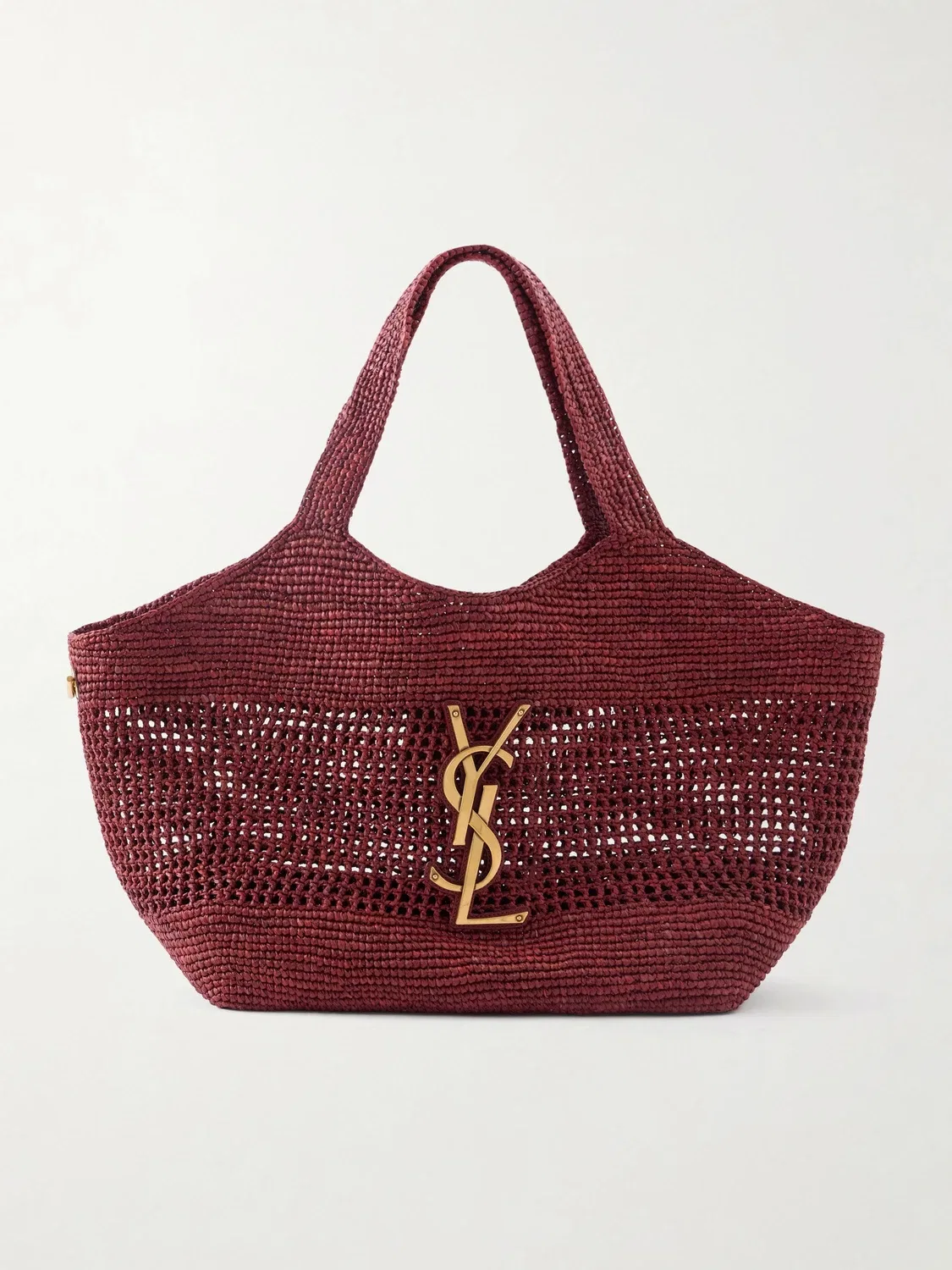Icare макси-сумка из раффии с кожаной отделкой SAINT LAURENT, бордовый