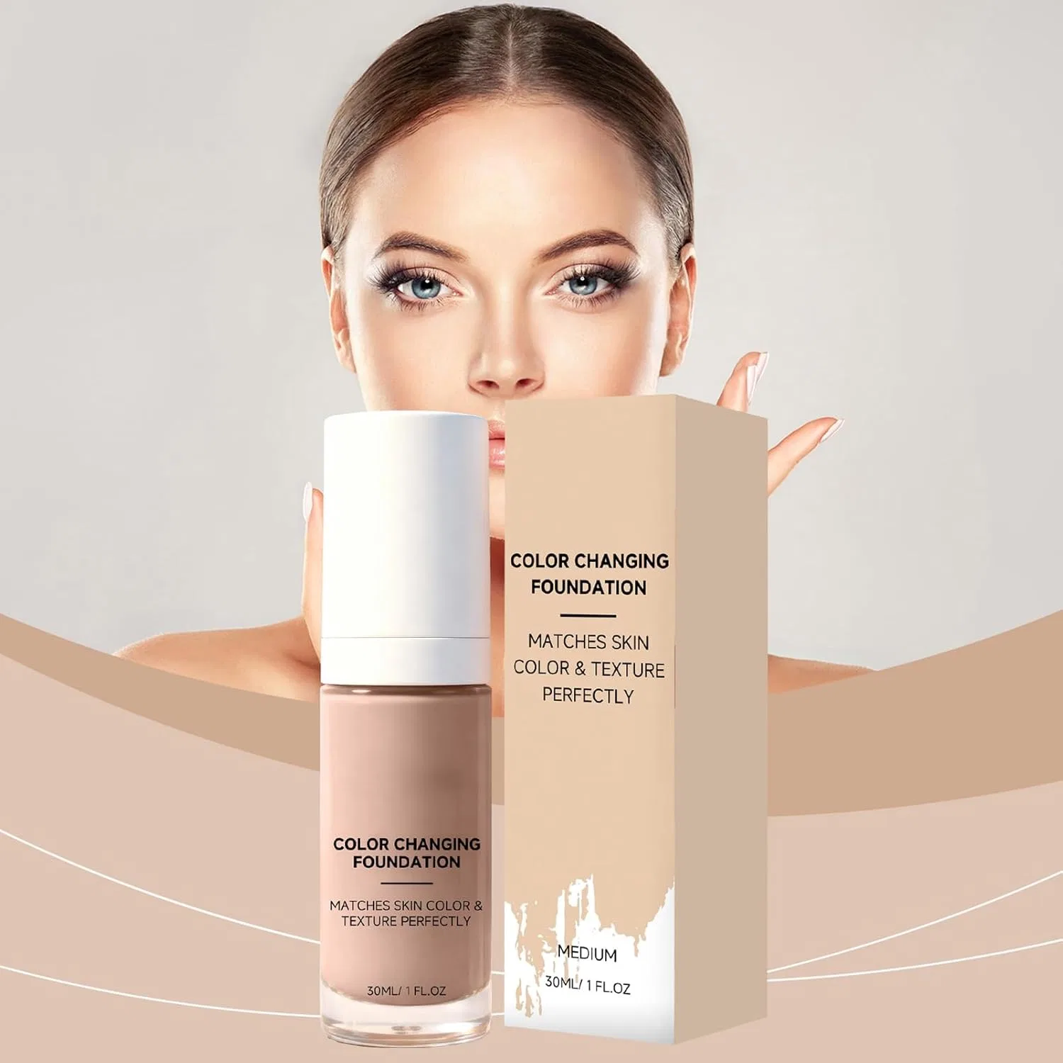Тональное средство Color Control Foundation с увлажнением, No brand, 1 шт, средний оттенок — фото 3