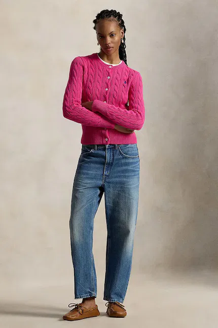 Кардиган вязаный из хлопка Polo Ralph Lauren, розовый — фото 3