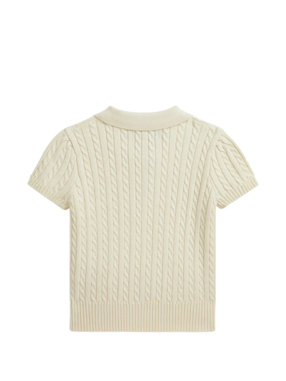 Хлопковая блузка-поло крупной вязки Polo Ralph Lauren Kids, нейтральный — фото 2