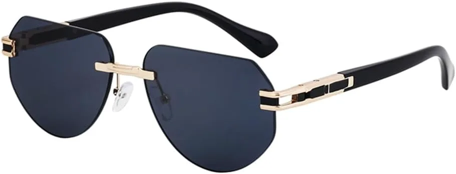 

Винтажные солнцезащитные очки без оправы для мужчин, солнцезащитные очки без оправы неправильной формы для женщин, защита от ультрафиолета UV400 HDUBFY, 1