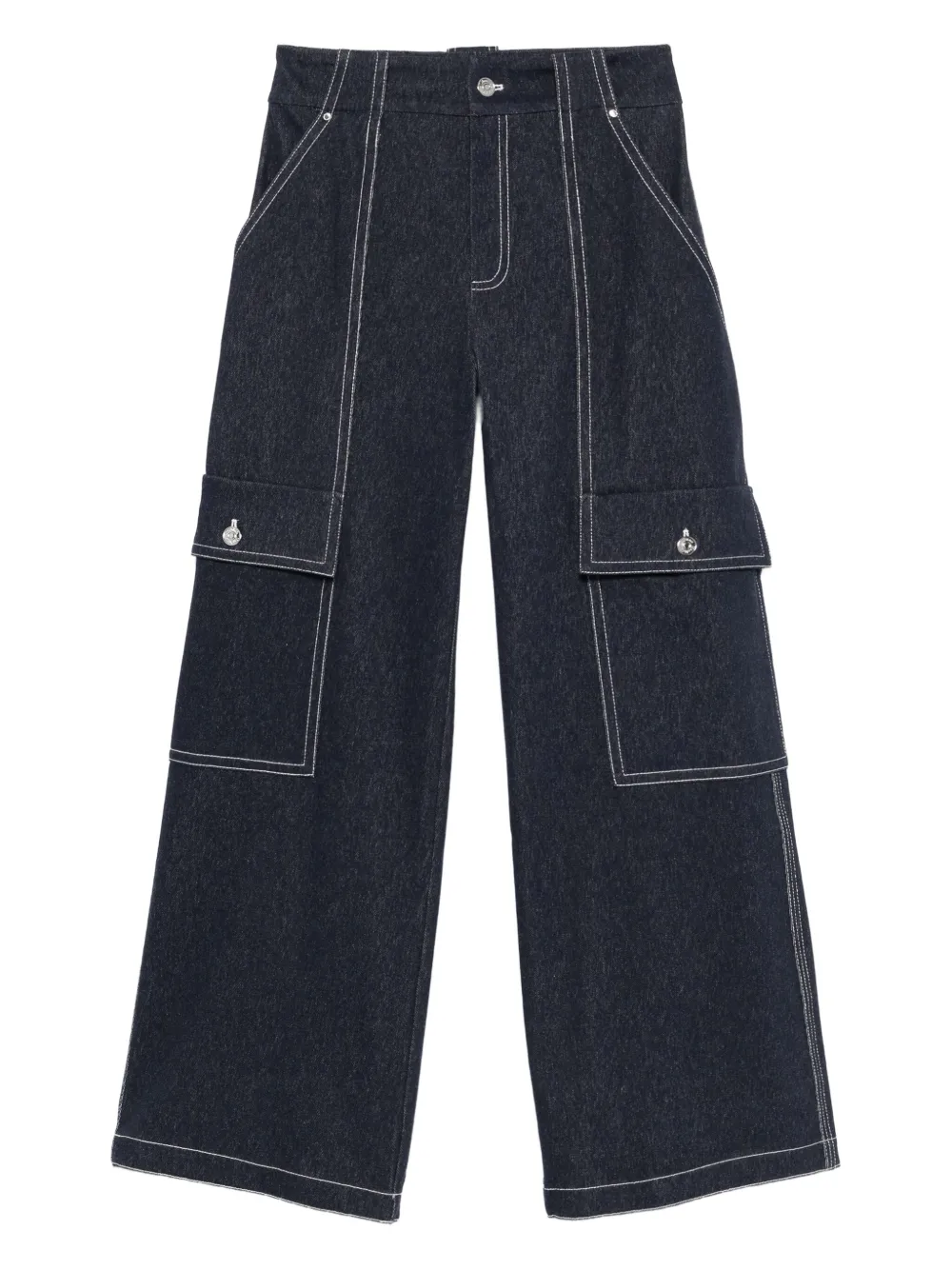 

Джинсы карго с контрастной строчкой MAX MARA, синий