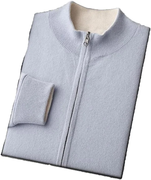 

Мужской толстый свитер с воротником-стойкой и молнией