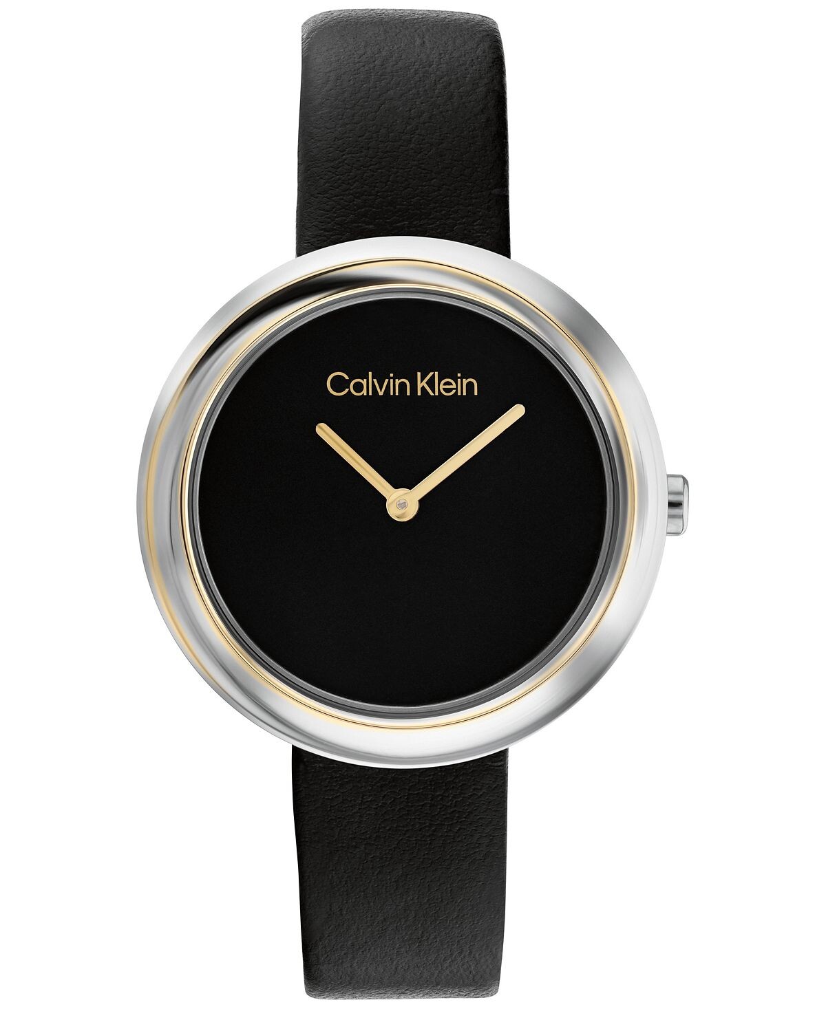 

Часы с черным кожаным ремешком 34 мм Calvin Klein, черный