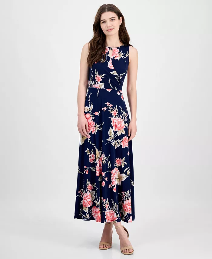 

Женское бесшовное макси-платье с цветочным принтом Sandra Darren, синий