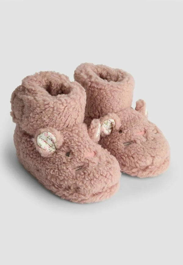 Тапочки из искусственного меха стандартного размера Jojo Maman Bébé, Pink Mouse — фото 2