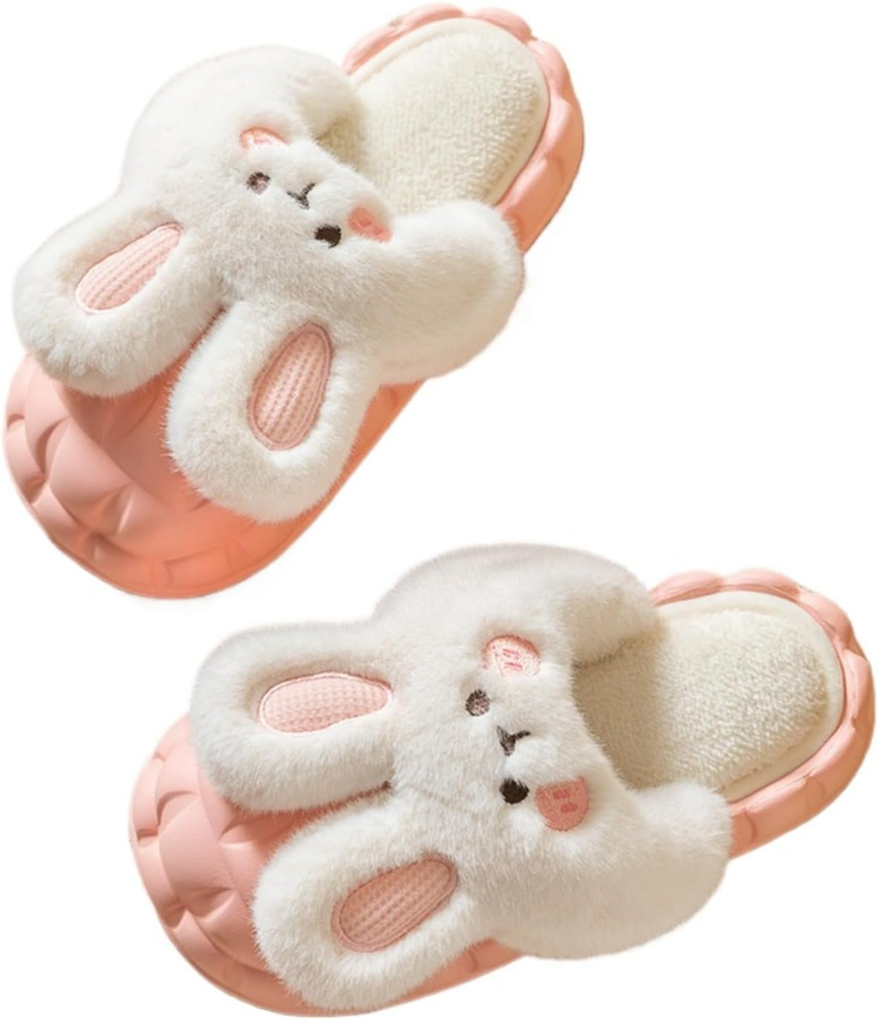 

Милые резиновые тапочки для взрослых женщин и мужчин с животными, плюшевые, забавные, кавайные, пушистые, теплые, мягкие для дома, улицы и спальни Elirar, розовый