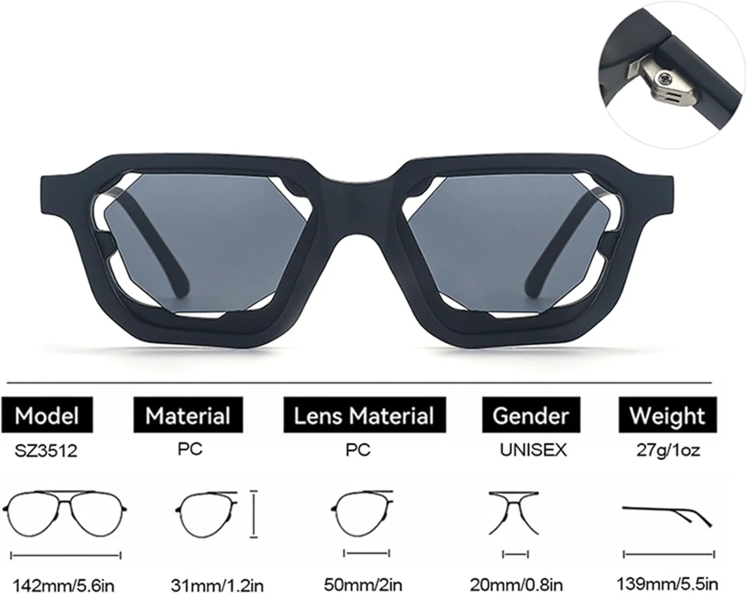 

Солнцезащитные очки Bullabulling Fashion Square Hollow Out Frame с защитой от УФ-излучения UV400 и антибликовым покрытием для вождения на открытом воздухе, Green/Tea