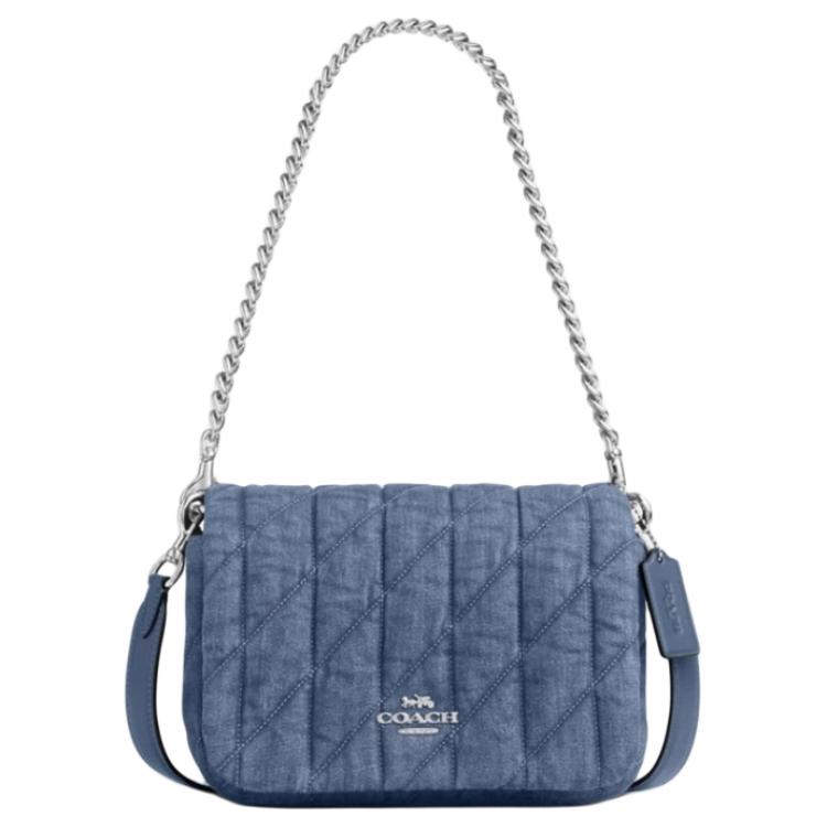 

COACH Fabric Shoulder Bag Medium Women's Indigo