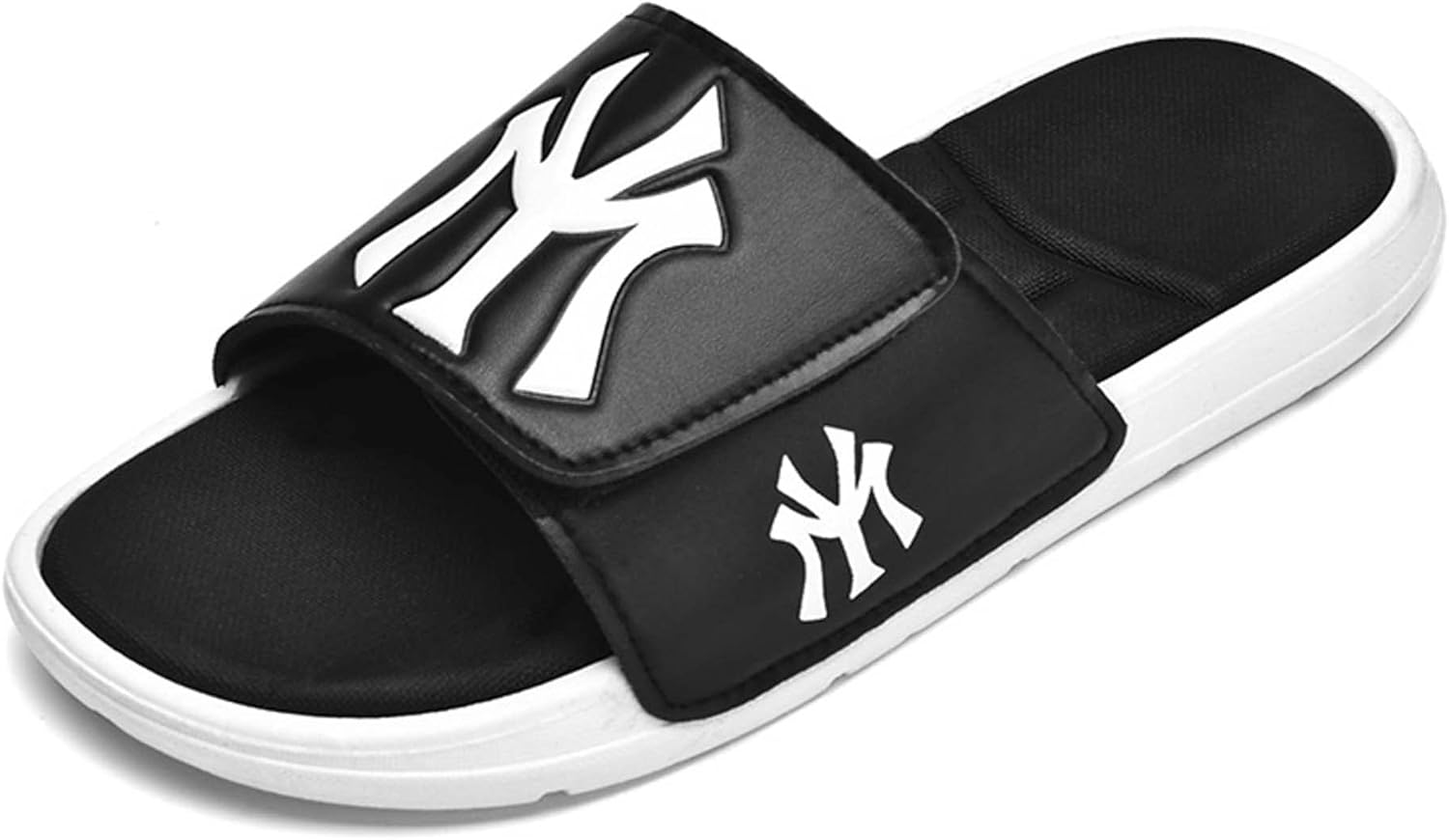 

Мужские летние шлепанцы, сандалии с модными плоскими каблуками, из ПУ, удобные, мягкие, противоскользящие Generic, черный