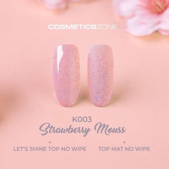 Розовый гибридный лак с черными частицами K003 — Strawberry Mousse, Cosmetics Zone — фото 4