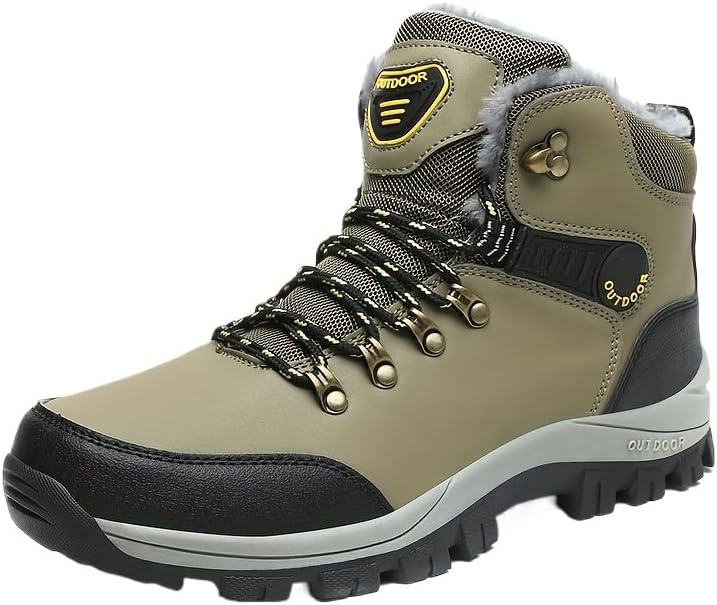 

Зимние походные ботинки - ветронепроницаемые, термальные, с пушистой подкладкой, мужские снежные ботинки для холодной погоды Fmshi, зеленый