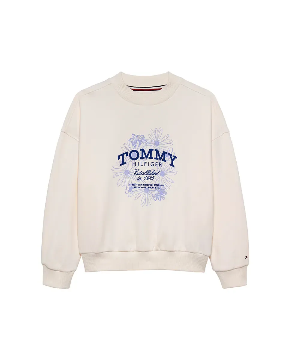 Толстовка для девочки с цветочным логотипом Tommy Hilfiger, белый