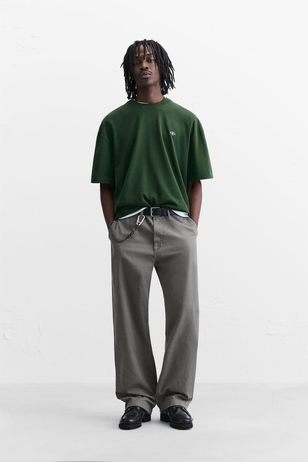 

Футболка с морской вышивкой ZARA, зеленый