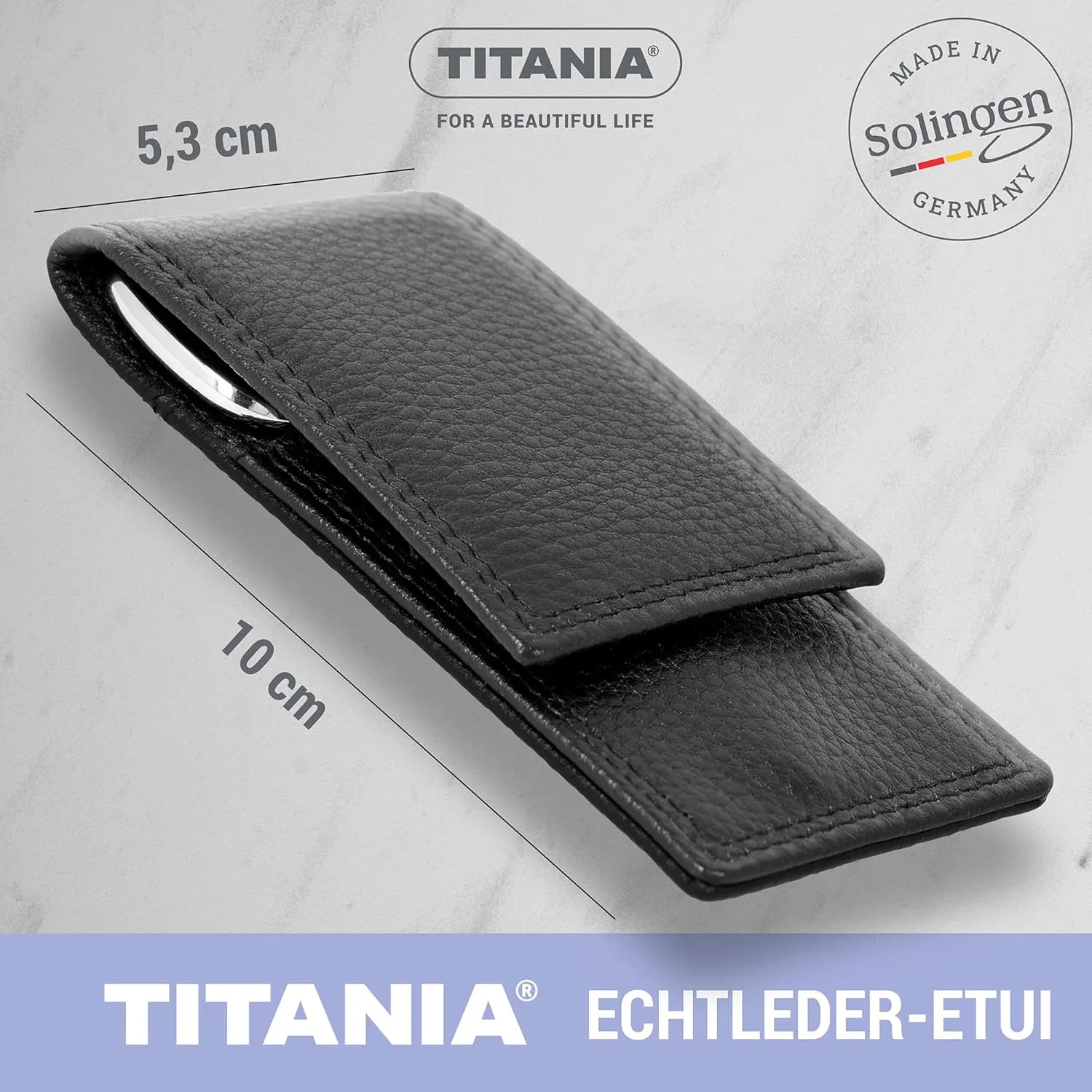 Маникюрные ножницы TITANIA Solingen с кожаным чехлом Titania, Nail Scissors & Genuine Leather Case — фото 3
