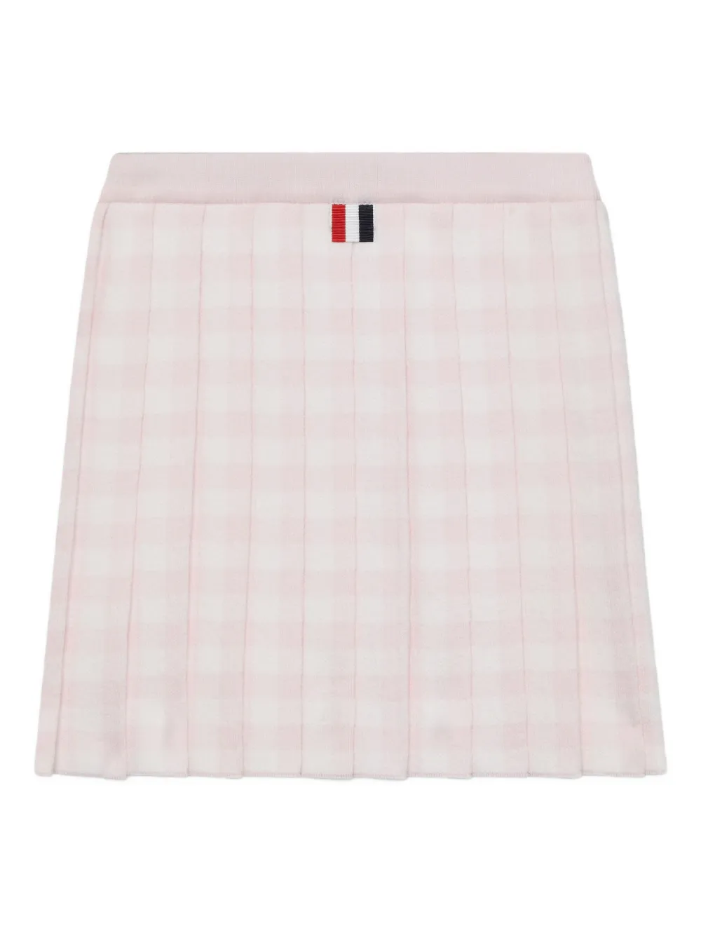 Плиссированная юбка миди в клетку гингем Thom Browne Kids, розовый — фото 4