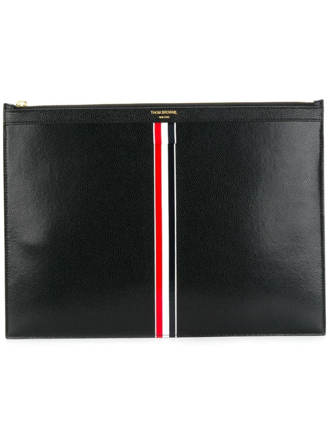 

Thom Browne Vertical Intarsia Stripe Leather Medium Document Holder, черный