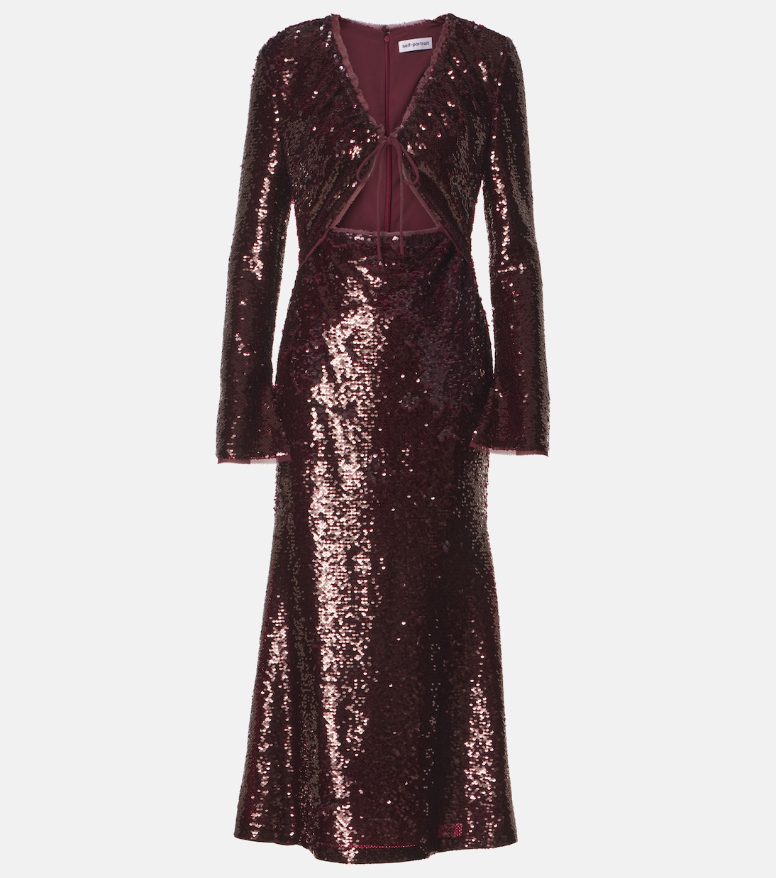 

Платье миди с вырезом, расшитое пайетками Self-Portrait, красный