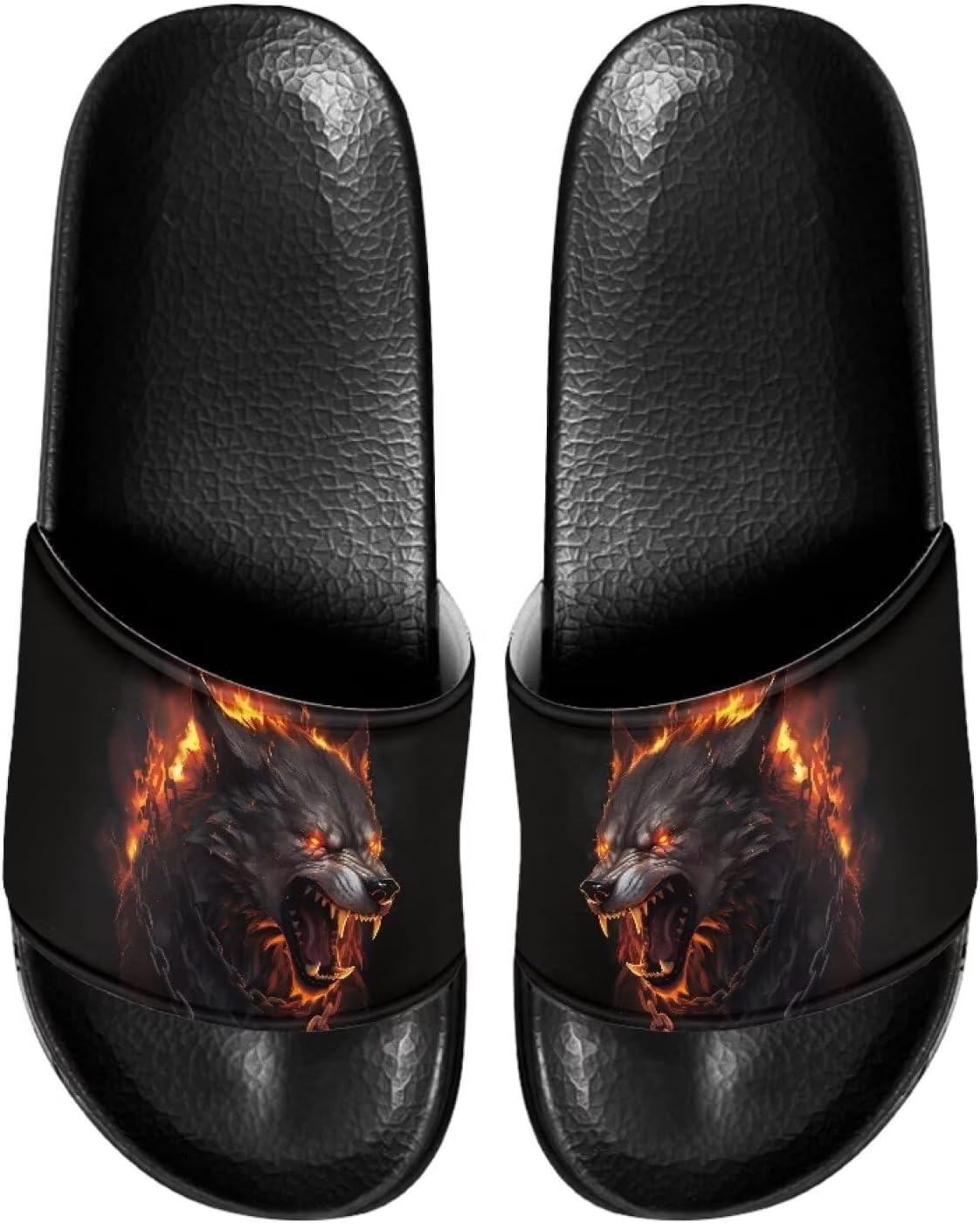 

Сланцы Gogavesne для мужчин, мягкие и удобные, с нескользящей подошвой, открытый носок, быстросохнущие, для душа, плавания, пляжа и прогулок, Fire Wolf