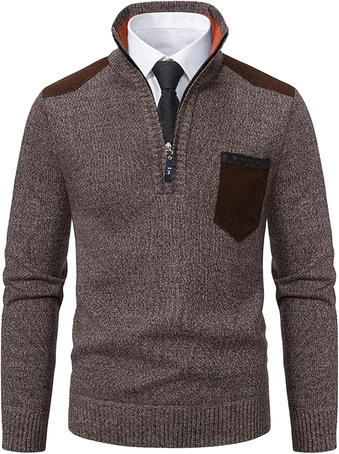 

Мужской свитер с молнией и воротником-стойкой, Slim Fit SWJGLITTR