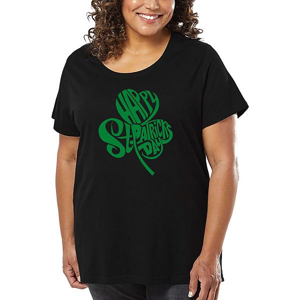 

Футболка с принтом для женщин plus size - St Patrick's Day Shamrock La Pop Art, Black, Черный, Футболка с принтом для женщин plus size - St Patrick's Day Shamrock La Pop Art, Black