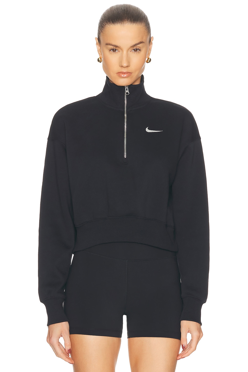 

Флисовая худи с полумолнией и укороченным низом Phoenix Nike, Black & Sail