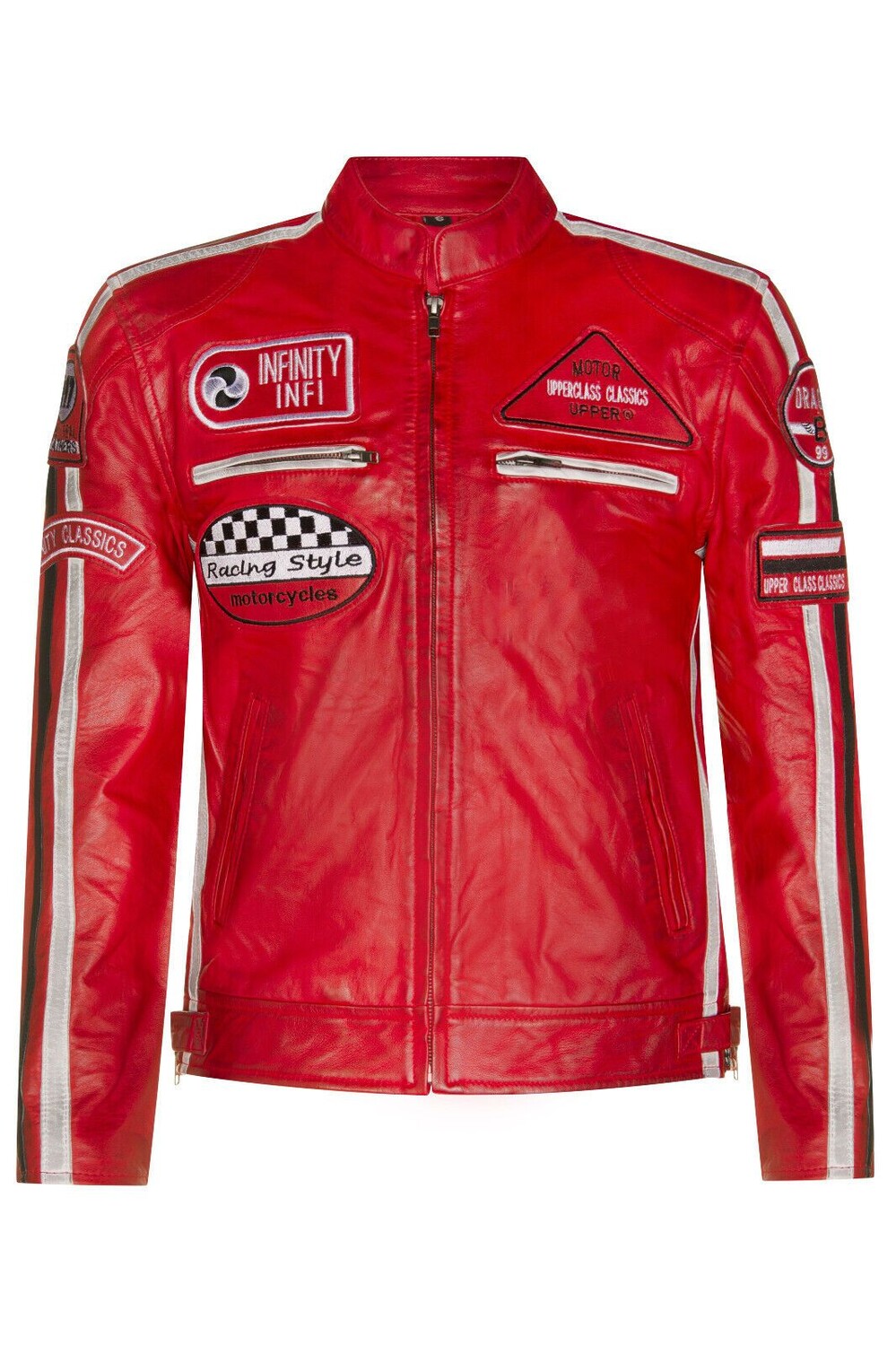 

Мотокуртка кожаная Infinity Leather Racing Biker на молнии, красный