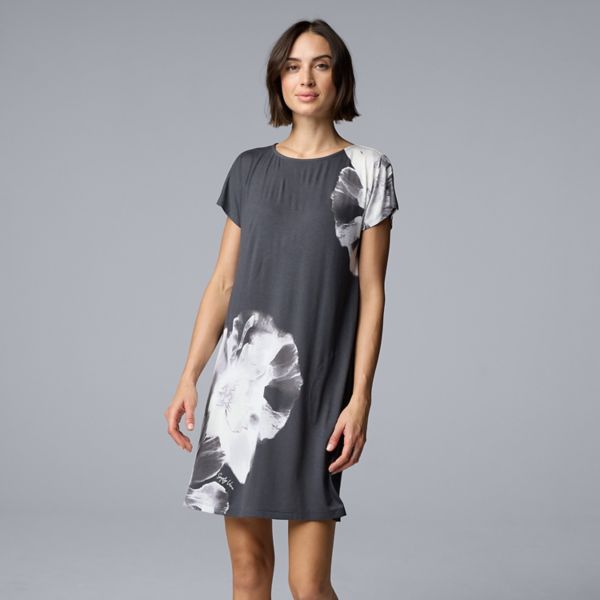 

Женская ночная рубашка с коротким рукавом Simply Vera Vera Wang, цвет charcoal placed floral