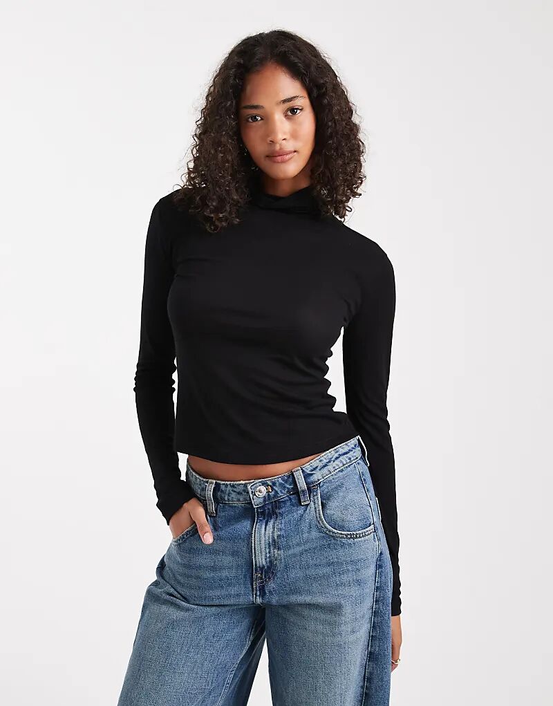 

Мисс Селфридж, тонкий трикотажный лонгслив с длинными рукавами, черный цвет