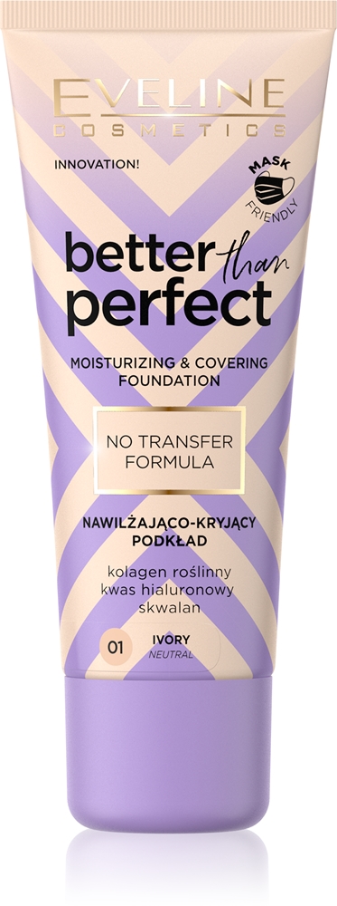 

Лучше, чем идеальный интенсивный маскирующий тональный крем с увлажняющим эффектом Eveline Cosmetics, atspalvis 01 ivory neutral 30 мл