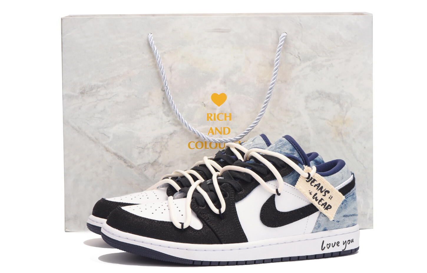 

Кроссовки Air Jordan 1 Vintage Basketball Shoes Men Low-top Black, синий