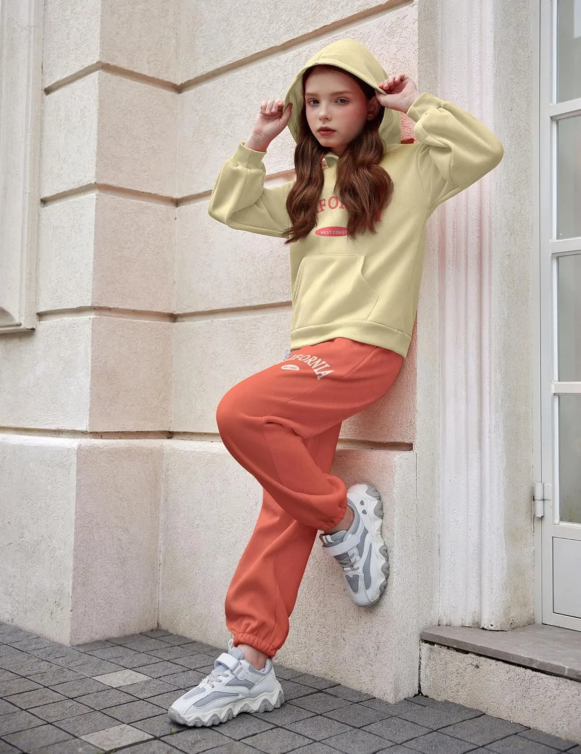 Спортивный костюм для девочек, оверсайз, Beige&pink — фото 3