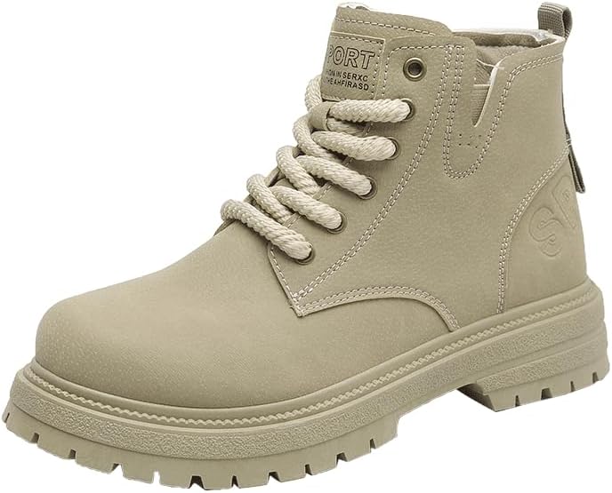 

Мужские повседневные ботинки Мотоциклетные боевые ботинки с коротким голенищем Мужские модные кожаные кроссовки Высокие толстая подошва Ботинки для ходьбы Hhhchpm, хаки