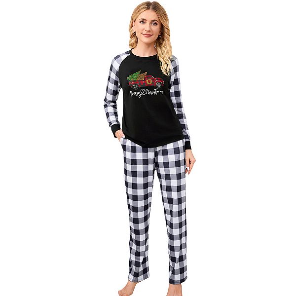 

Пижамный комплект для женщин 2 piece plaid pjs с длинным рукавом Elitespirit, White
