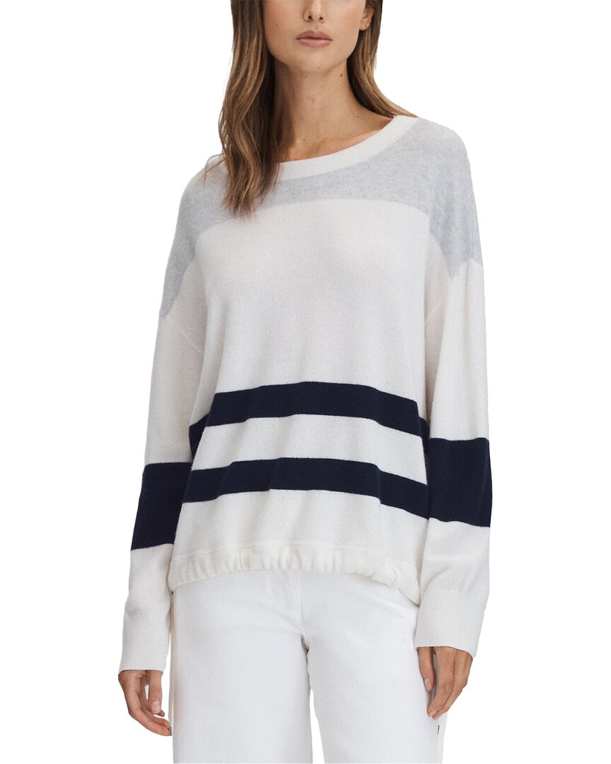 

Reiss Allegra Полосатый топ из шерсти и кашемира, белый