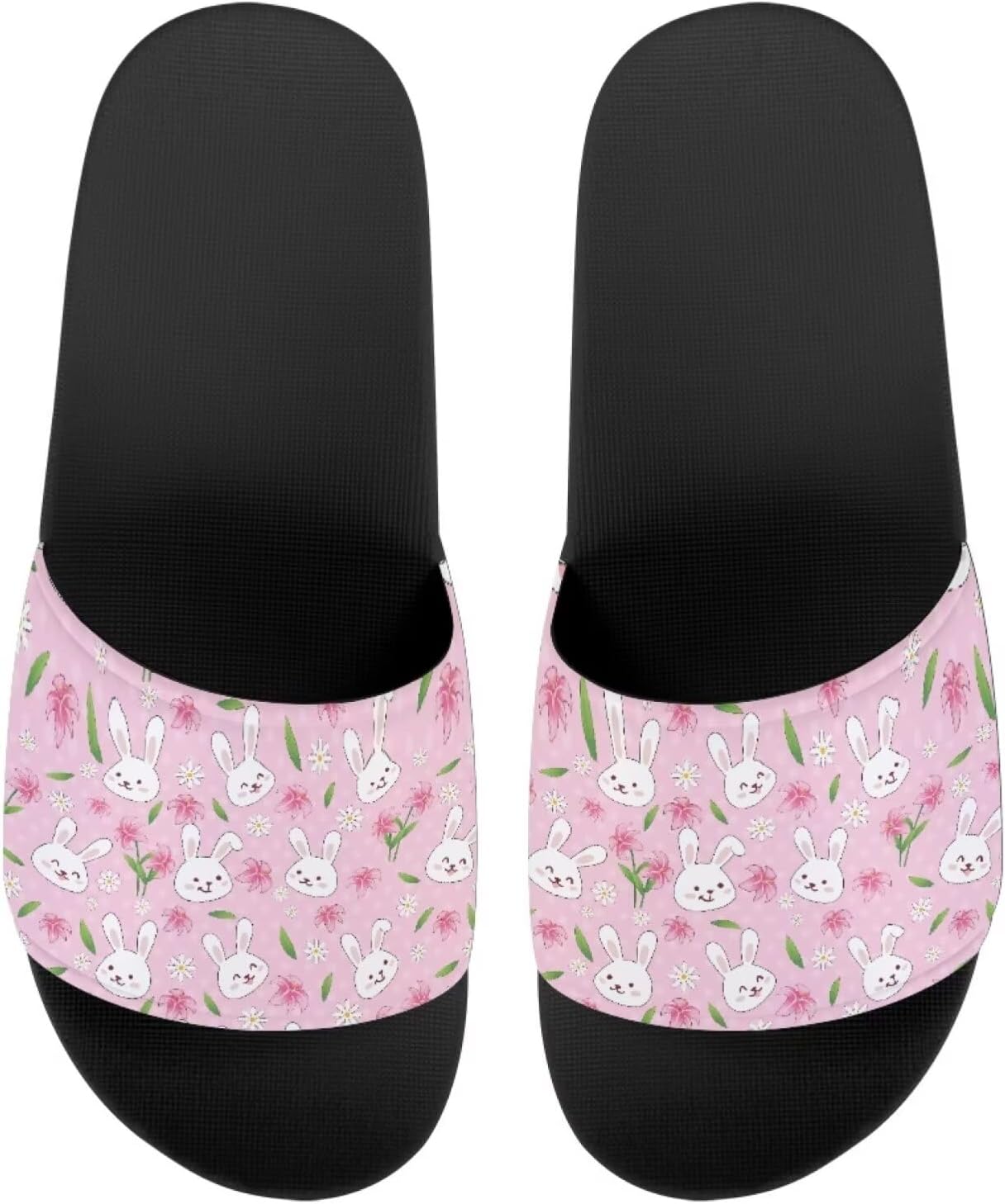

Унисекс слайд-сандалии JoyLamoria с принтом, домашние тапочки для ванной, повседневная обувь на плоской подошве для мужчин и женщин, Easter Rabbit Floral