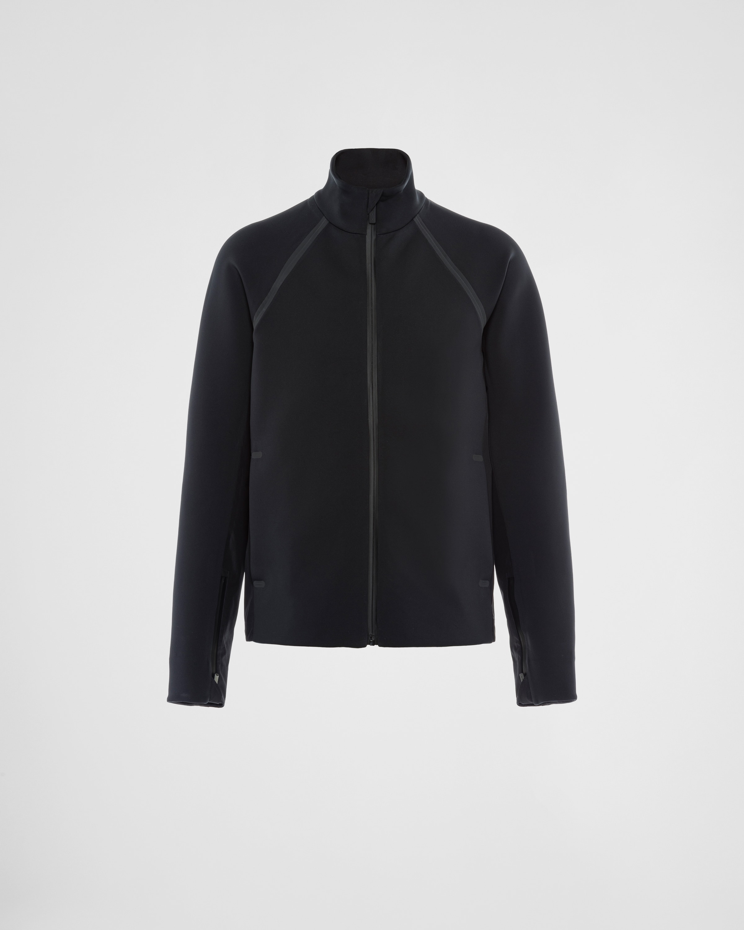 

Застегивающаяся на молнию куртка из переработанного двойного джерси Prada, черный