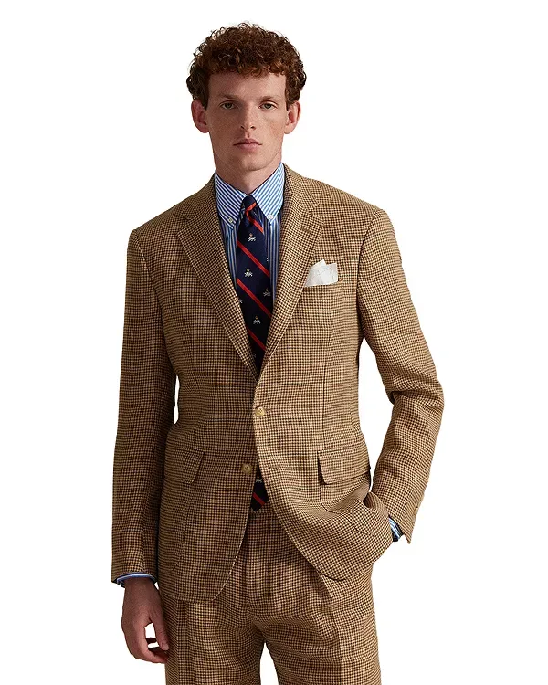 Летний твидовый пиджак поло приталенного кроя Polo Ralph Lauren, Tan/Brown
