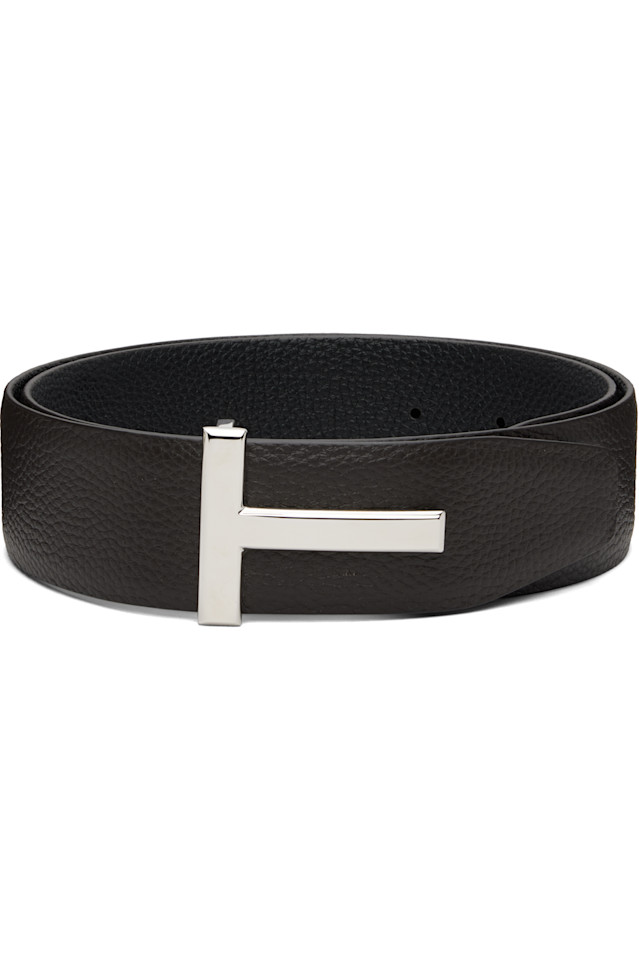 

Tom Ford Двусторонний пояс с логотипом в виде буквы Т коричневого и черного цвета