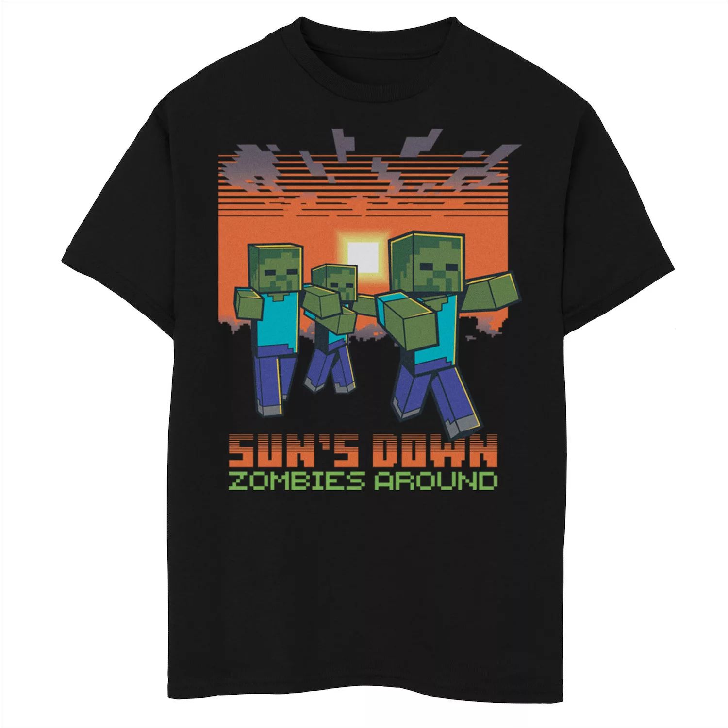 

Футболка Minecraft Sun's Down Zombies вокруг портрета с графическим рисунком для мальчиков 8–20 лет Licensed Character