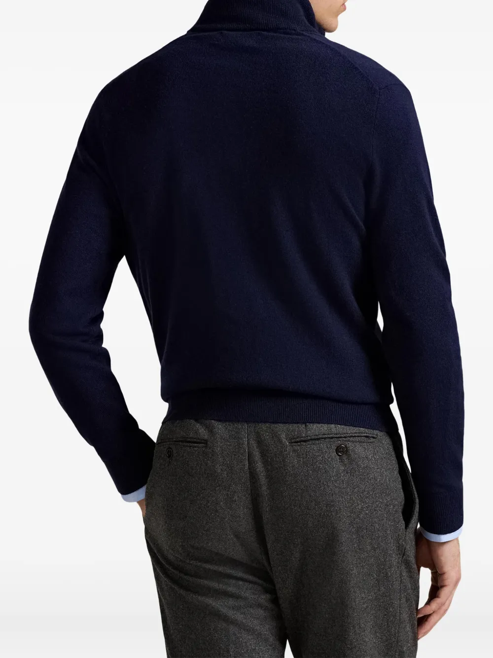 Пуловер с вышитым логотипом и застежкой-молнией на половину длины POLO RALPH LAUREN, синий — фото 4